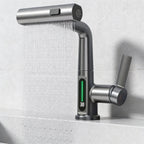 Mitigieur Robinet de cuisine cascade inox brossé avec écran LED température intégré