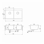 dimensions Évier de Cuisine en Granit Composite Double Bac