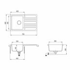 dimensions Évier de Cuisine en Granit Composite Bac Simple
