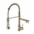 Robinet de Cuisine Design en Laiton avec Douchette couleur or
