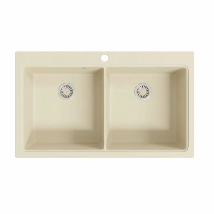 Évier de Cuisine en Granit Composite Double Bac couleur beige