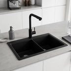 Robinet de Cuisine au Design Contemporain avec Douchette couleur noir sur évier
