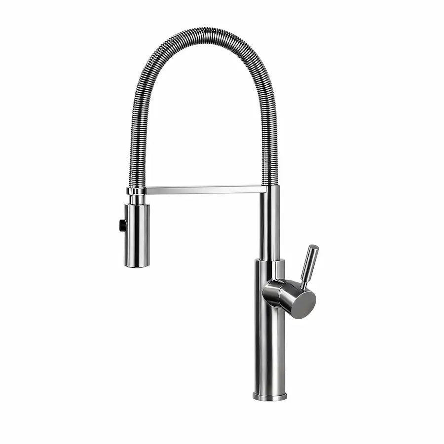 Robinet de Cuisine avec Douchette en Laiton Design Contemporain couleur nickel brossé