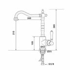 dimensions Robinet de Cuisine Vintage en Laiton