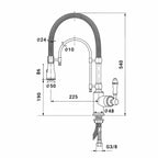 dimensions Robinet de Cuisine avec Douchette au Style Vintage