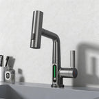 Mitigeur Robinet cascade design inox brossé avec écran LED température 38°C