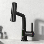 Mitigeur Robinet cascade noir mat avec écran digital LED température 38°C